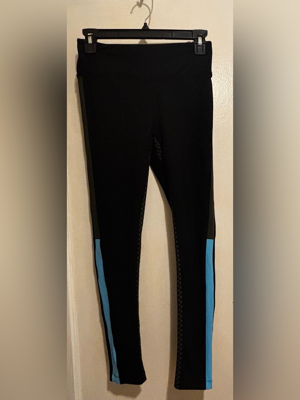 Splits59 Color Block Leggings Black Green Checkered Inseam medium EUC